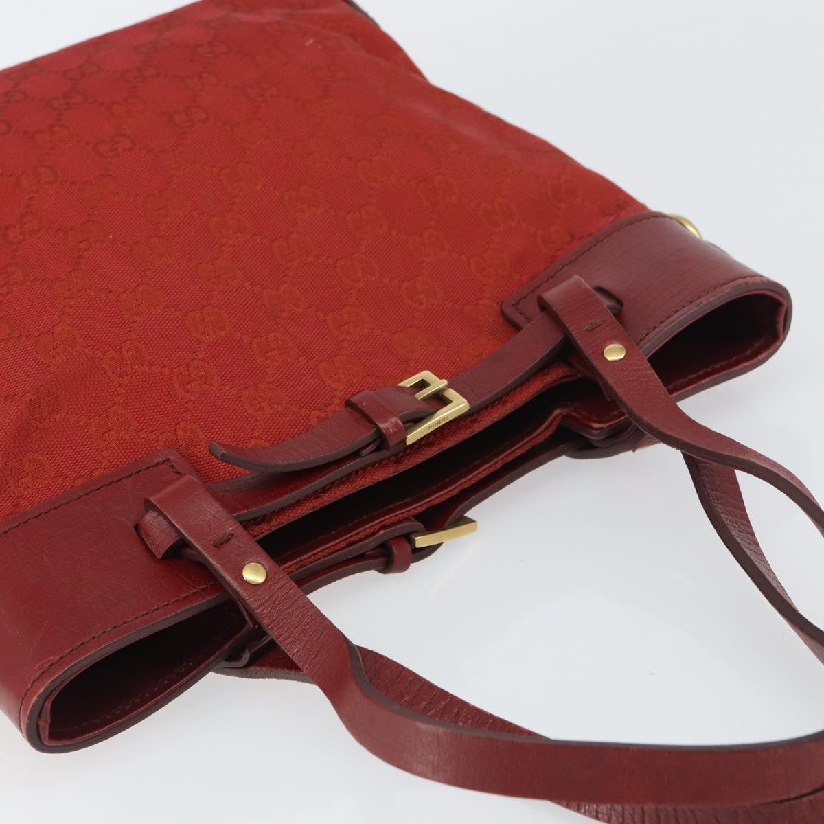 GUCCI GG Canvas Tote Bag Red Gold 107757 Auth 151652