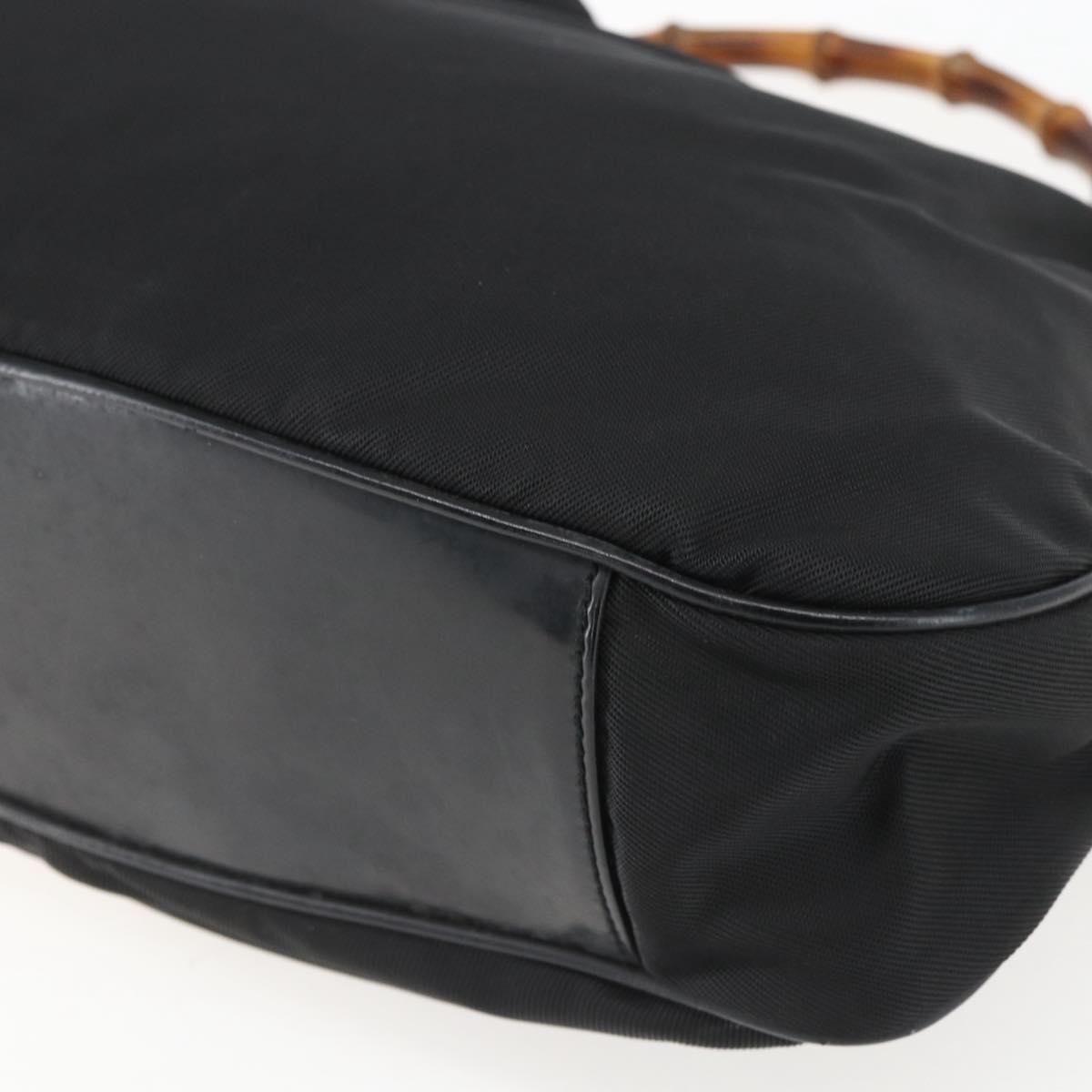 GUCCI Bamboo Shoulder Bag Nylon 2way Black Silver 001 1781 1577 5 Auth 151655