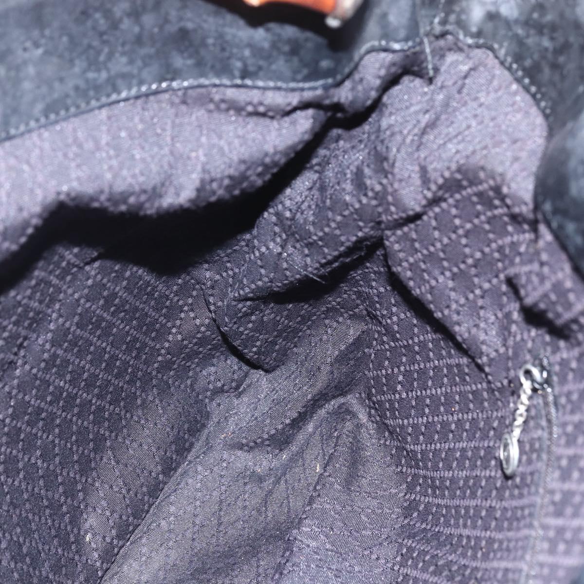 GUCCI Bamboo Shoulder Bag Nylon 2way Black Silver 001 1781 1577 5 Auth 151655