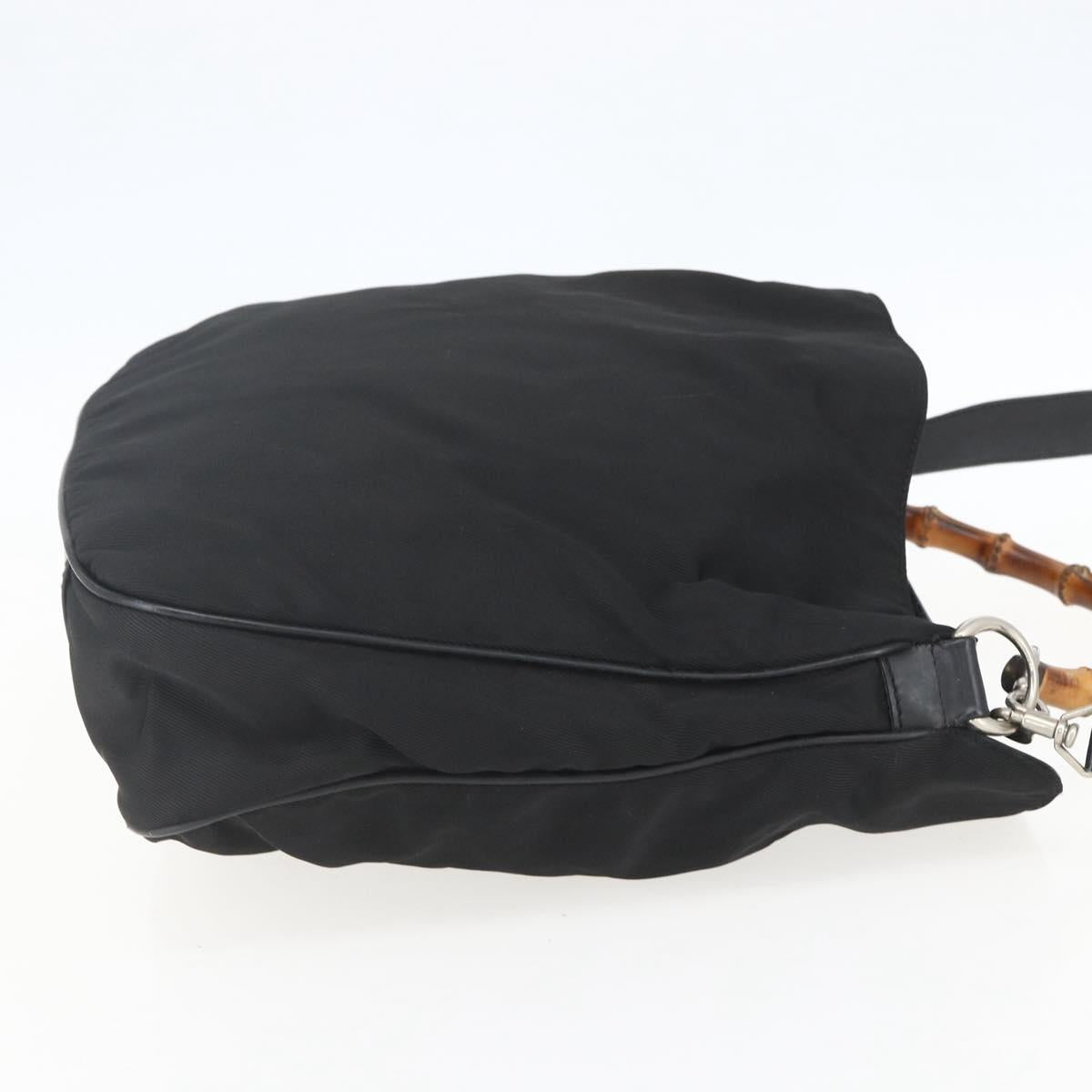 GUCCI Bamboo Shoulder Bag Nylon 2way Black Silver 001 1781 1577 5 Auth 151655