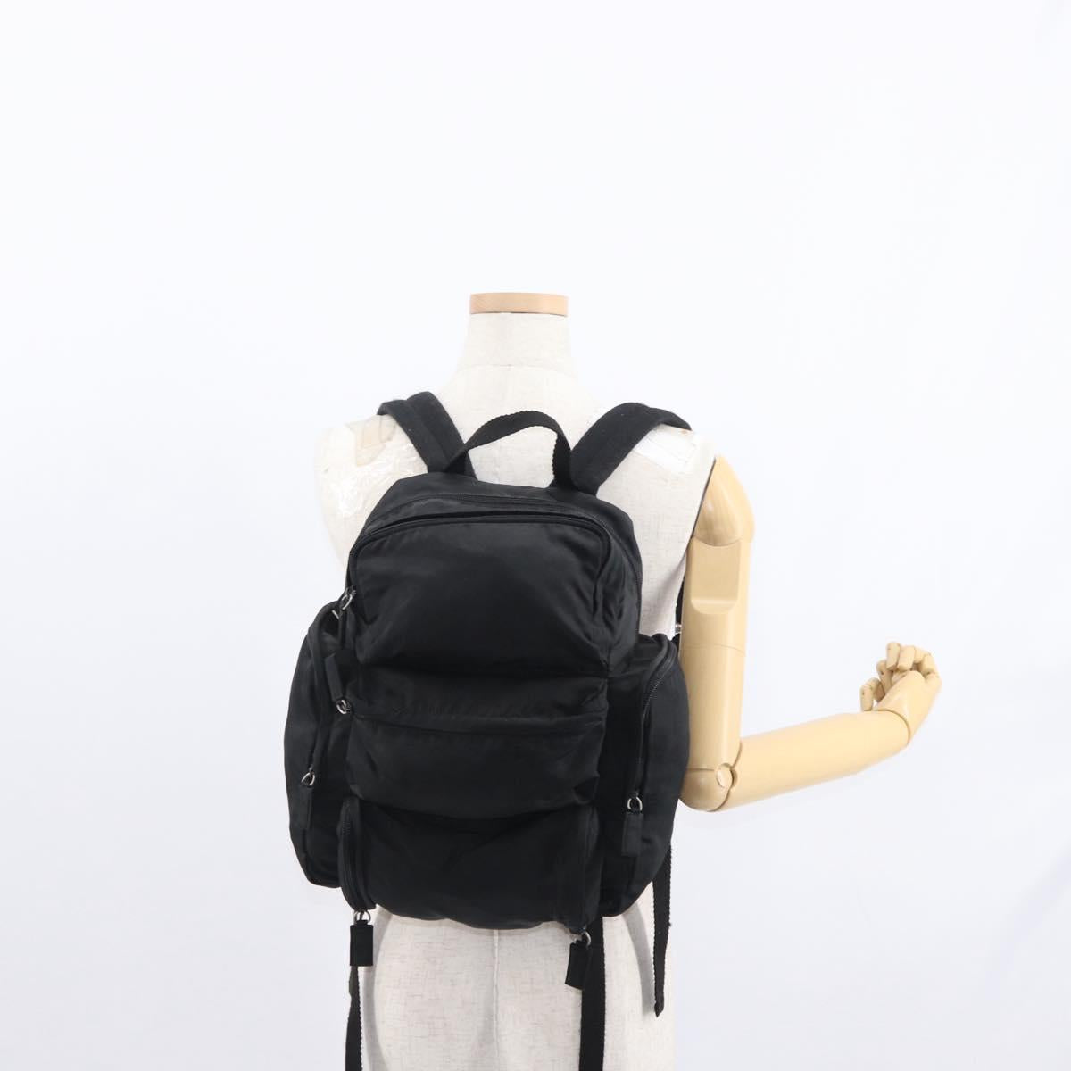 PRADA Backpack Nylon Black Silver Auth 151656