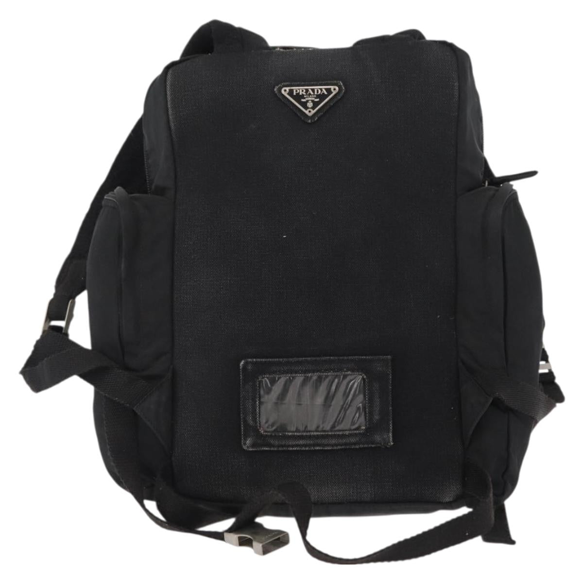 PRADA Backpack Nylon Black Silver Auth 151656