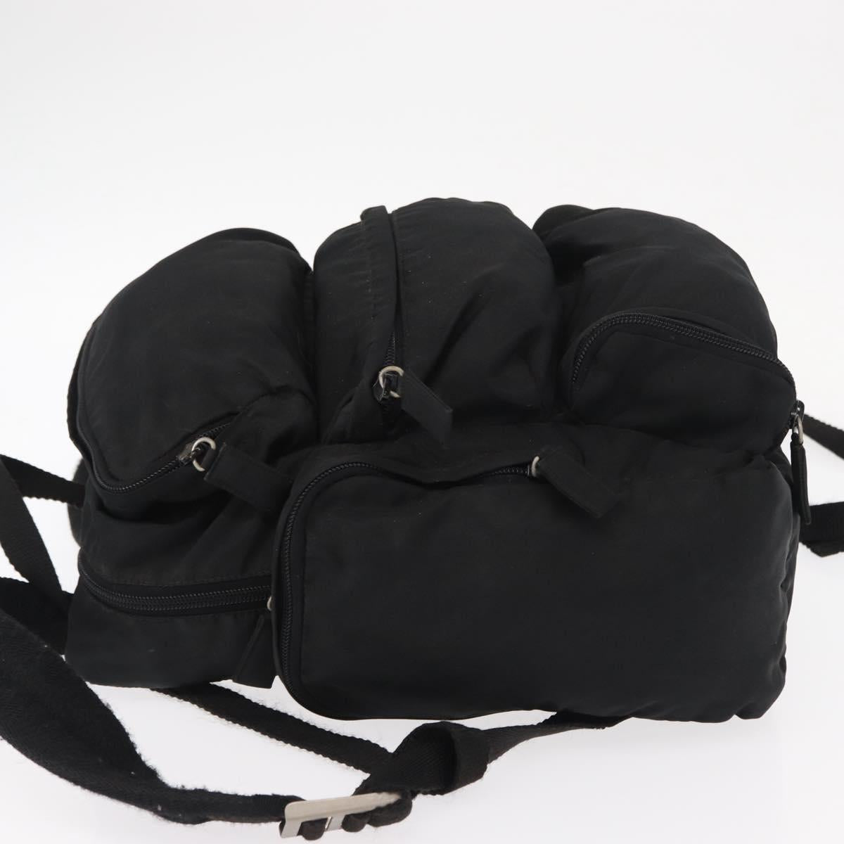 PRADA Backpack Nylon Black Silver Auth 151656