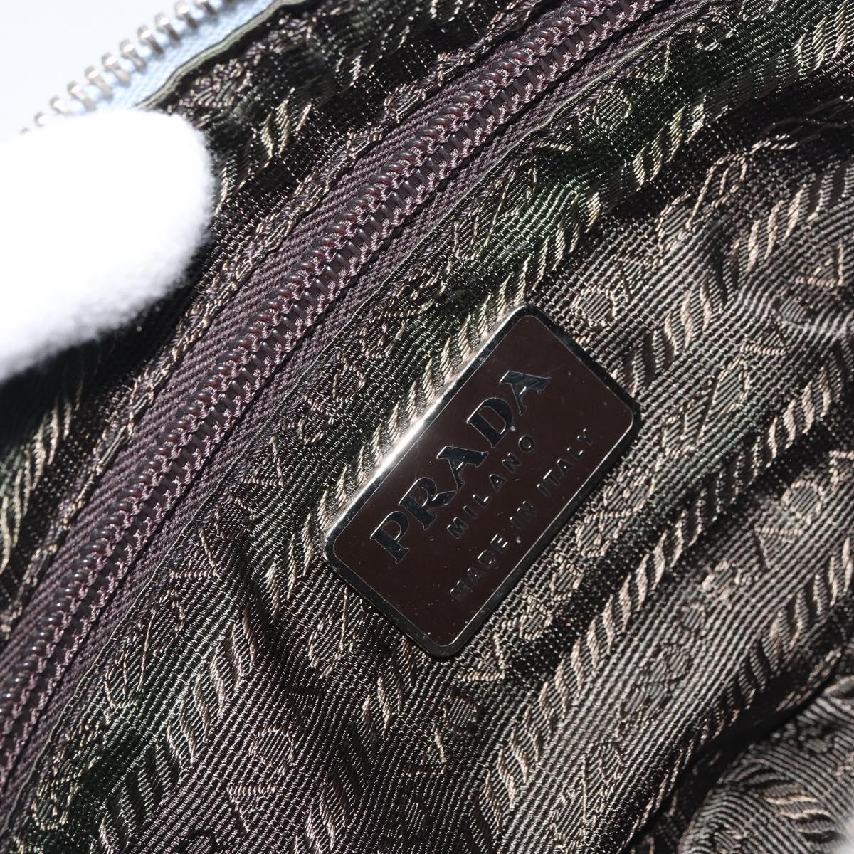 PRADA Accessory Pouch Canvas Gray Silver Auth 151657