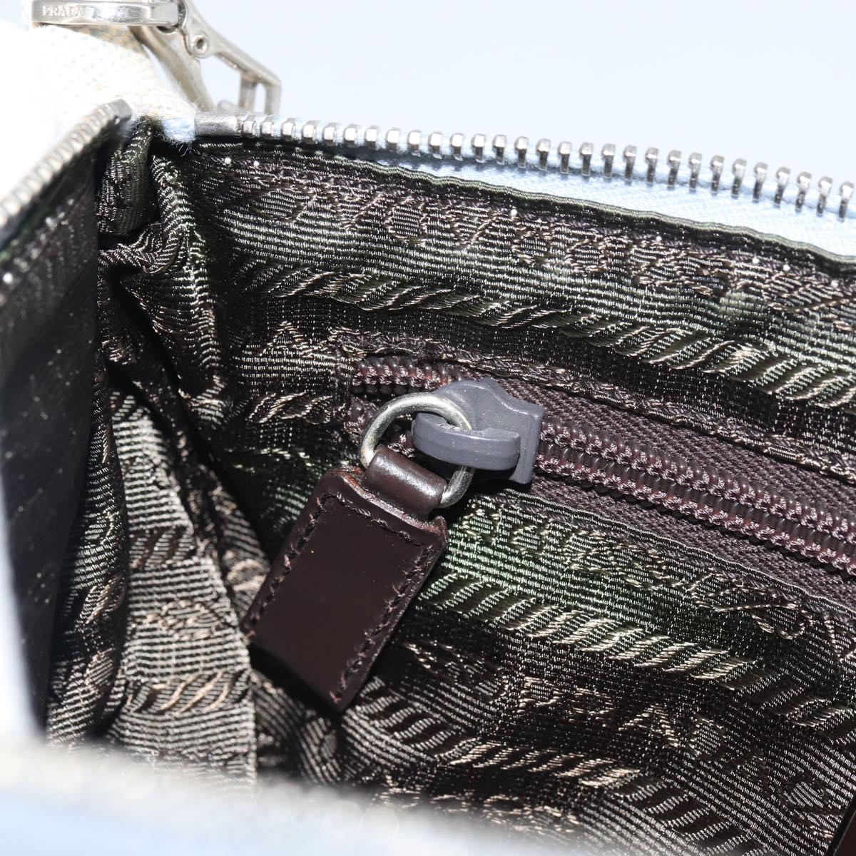 PRADA Accessory Pouch Canvas Gray Silver Auth 151657
