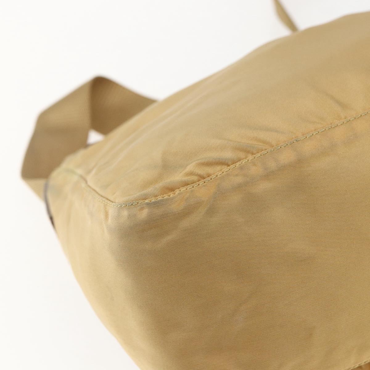 PRADA Shoulder Bag Nylon Beige Silver Auth 151658