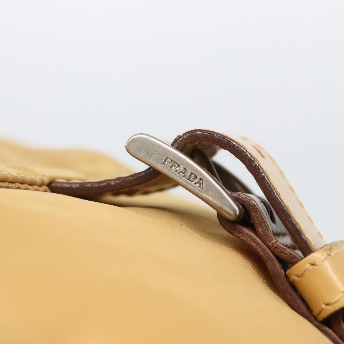 PRADA Shoulder Bag Nylon Beige Silver Auth 151658