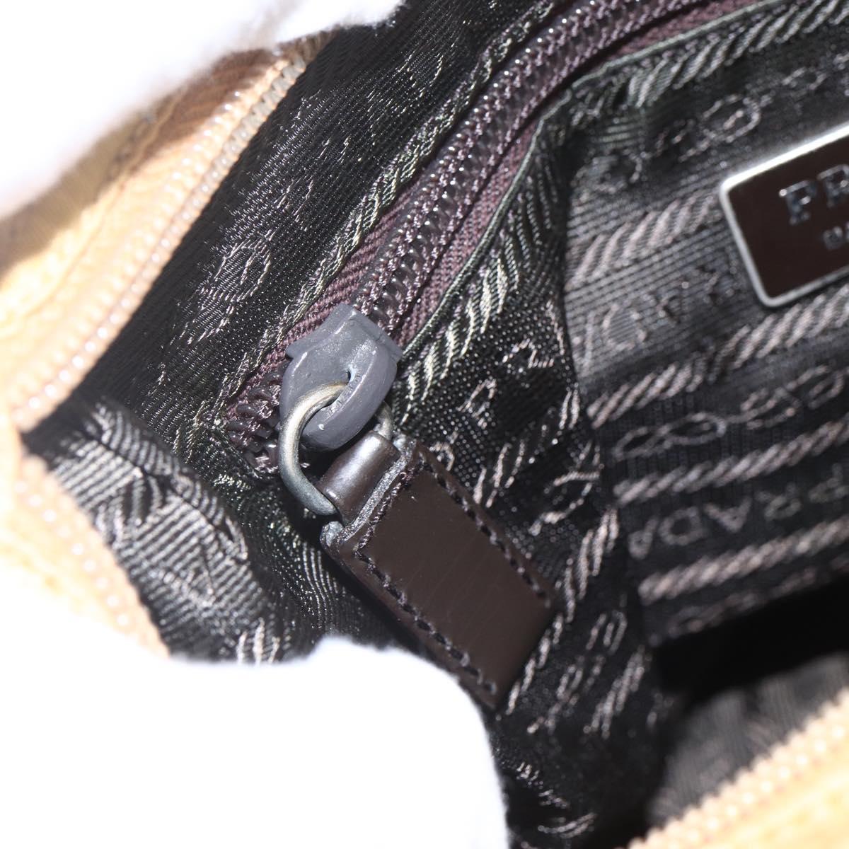 PRADA Shoulder Bag Nylon Beige Silver Auth 151658