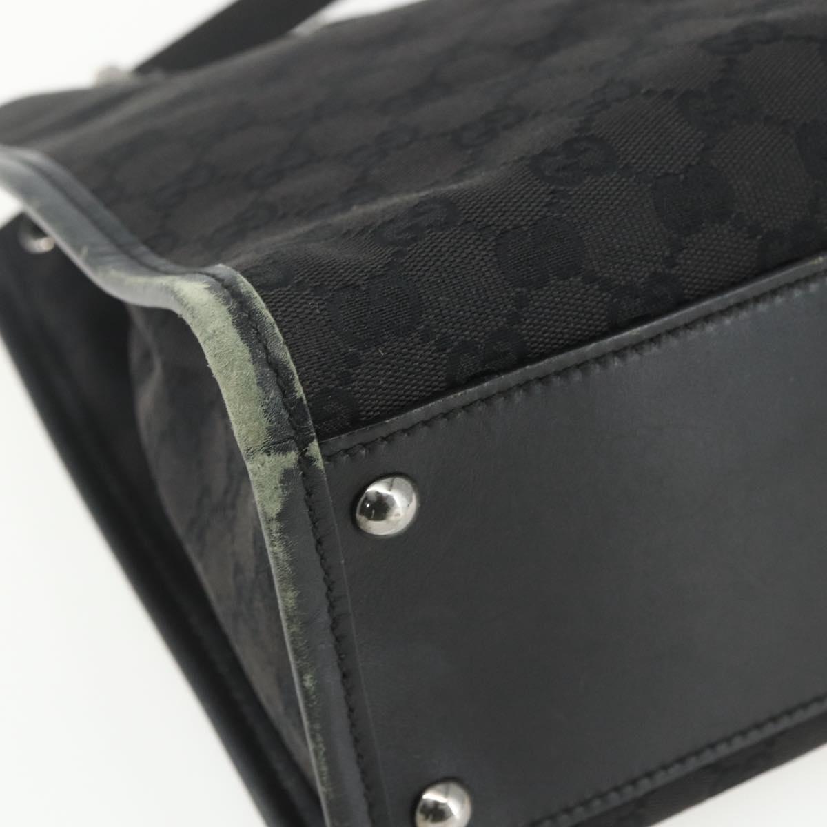GUCCI GG Canvas Shoulder Bag Black Silver 110292 Auth 151660