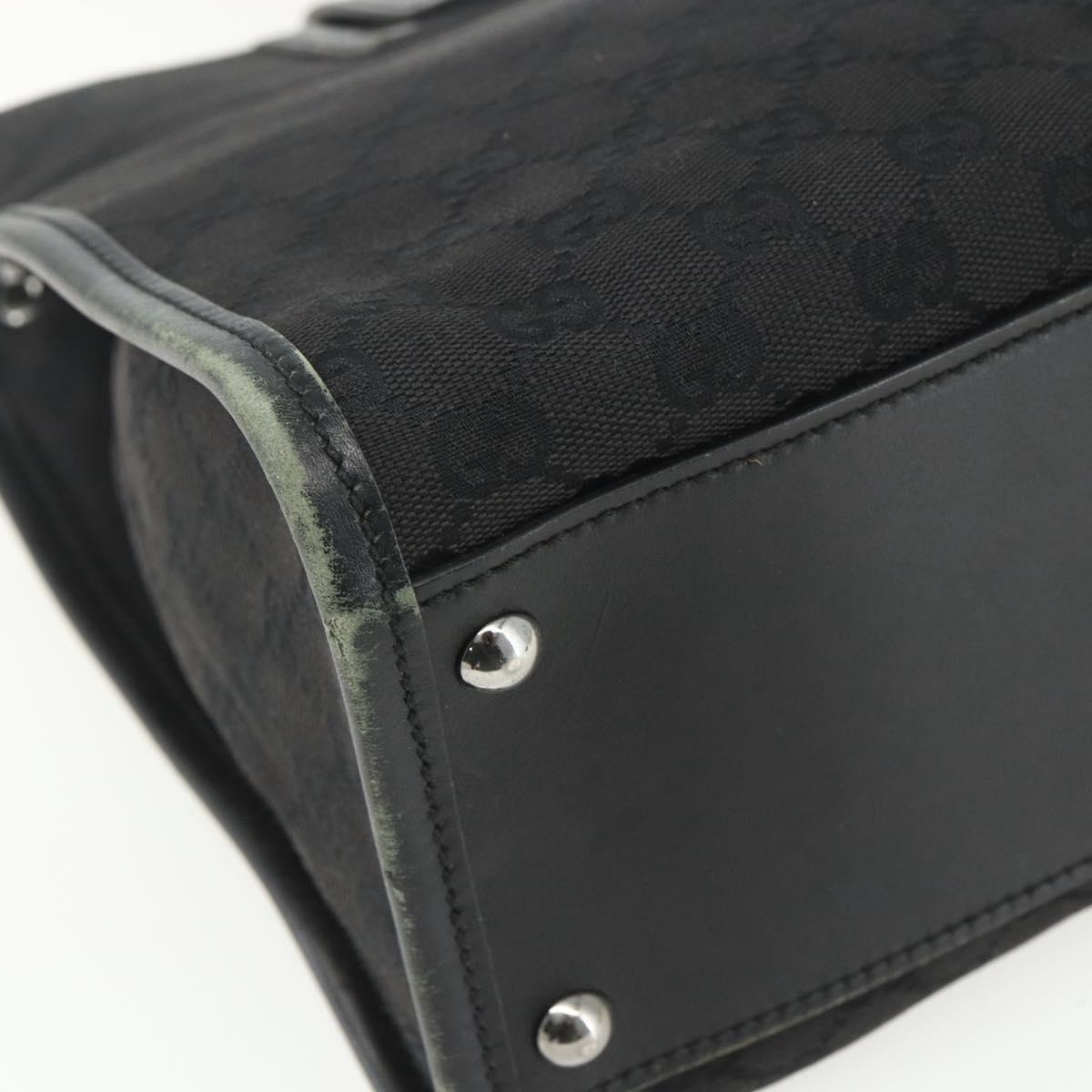 GUCCI GG Canvas Shoulder Bag Black Silver 110292 Auth 151660