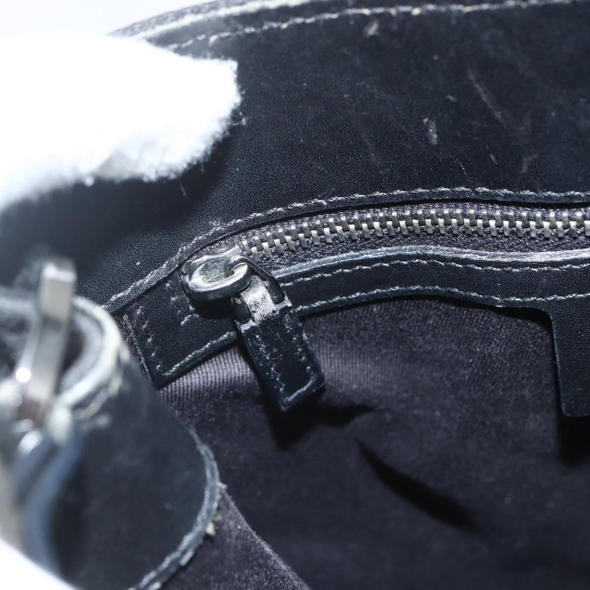 GUCCI GG Canvas Shoulder Bag Black Silver 110292 Auth 151660