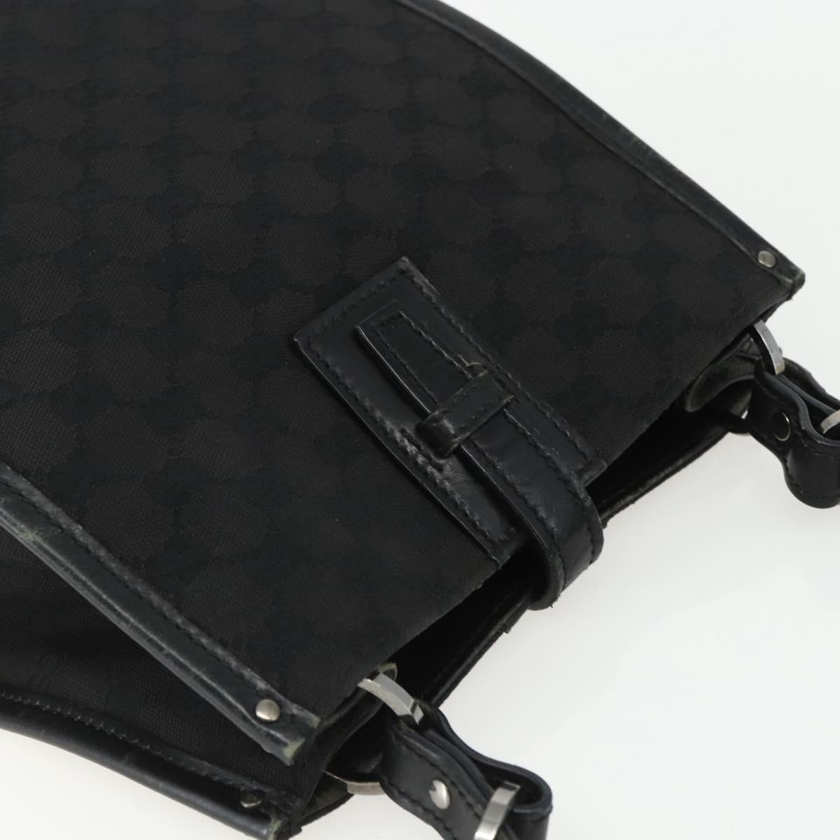 GUCCI GG Canvas Shoulder Bag Black Silver 110292 Auth 151660