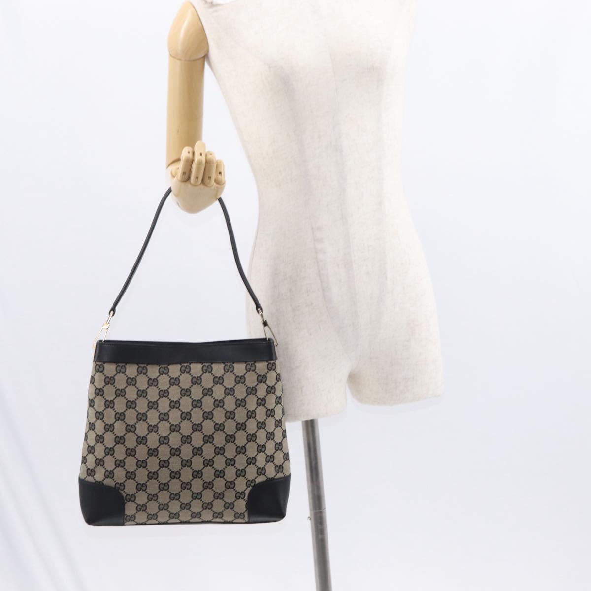 GUCCI GG Canvas Shoulder Bag Beige Navy gold 001 4231 Auth 151662