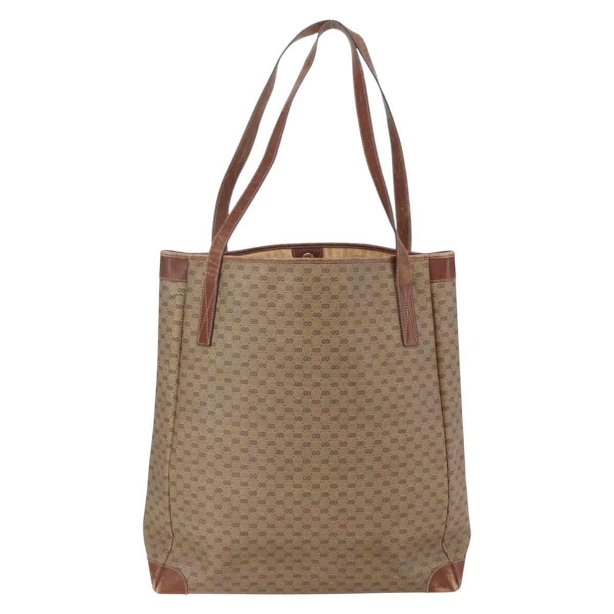 GUCCI Micro GG Supreme Tote Bag PVC Leather Beige Gold 002 115 0135 Auth 151663