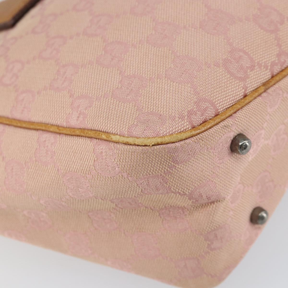 GUCCI GG Canvas Tote Bag Pink Silver 113019 Auth 151664