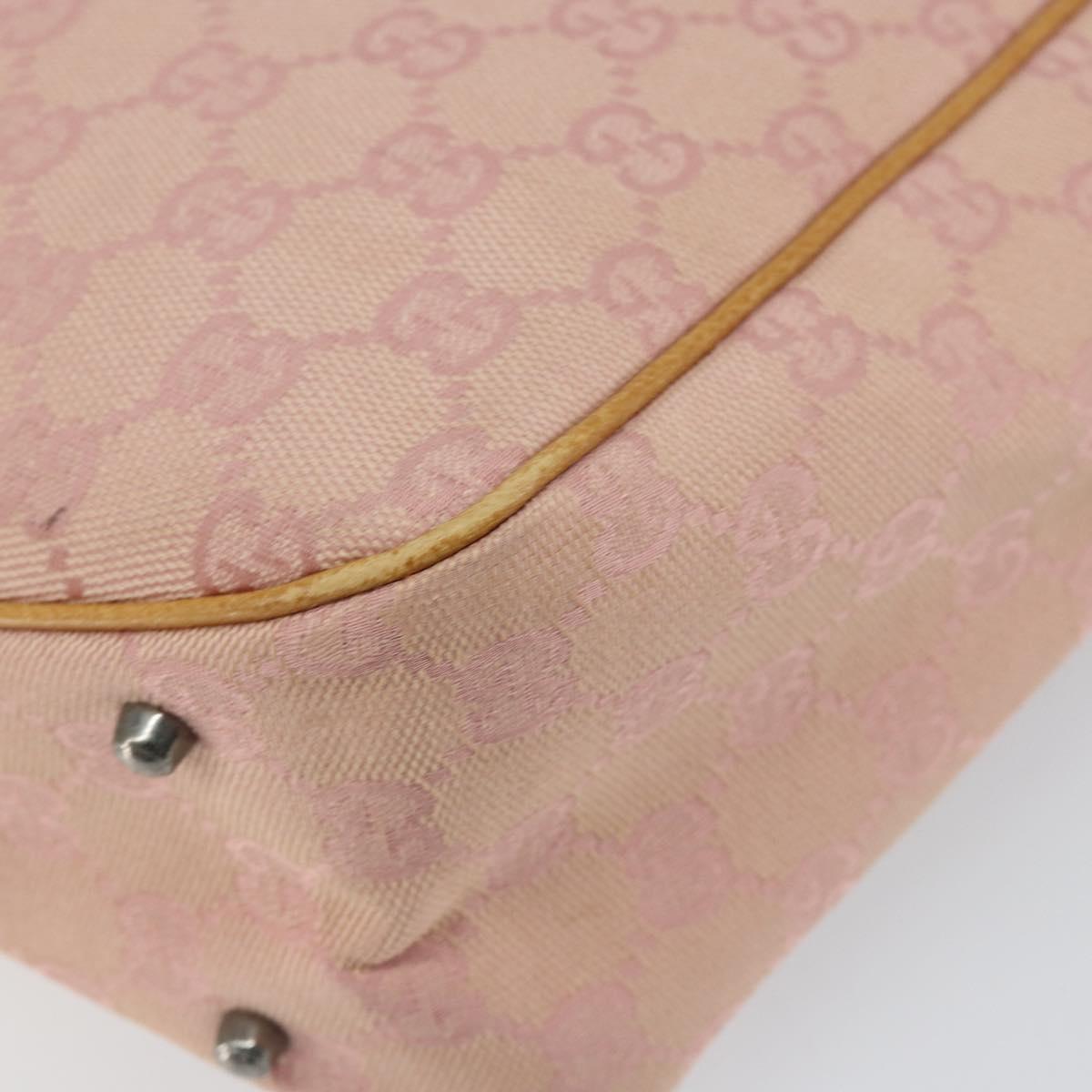 GUCCI GG Canvas Tote Bag Pink Silver 113019 Auth 151664