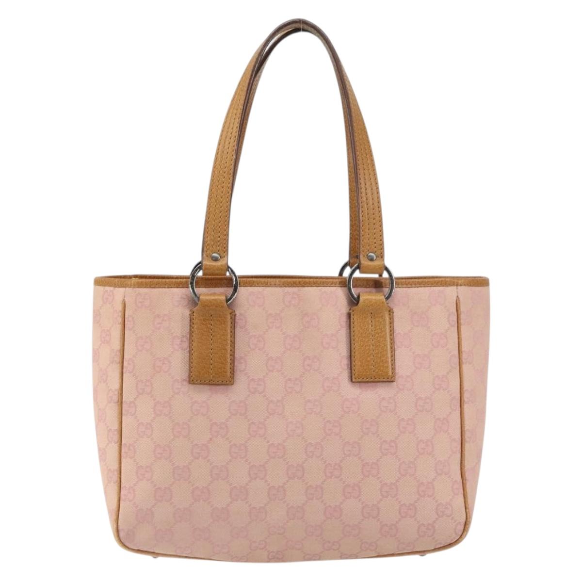 GUCCI GG Canvas Tote Bag Pink Silver 113019 Auth 151664