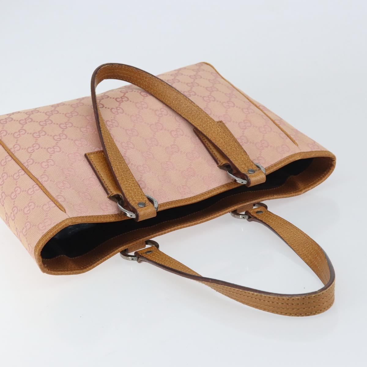 GUCCI GG Canvas Tote Bag Pink Silver 113019 Auth 151664