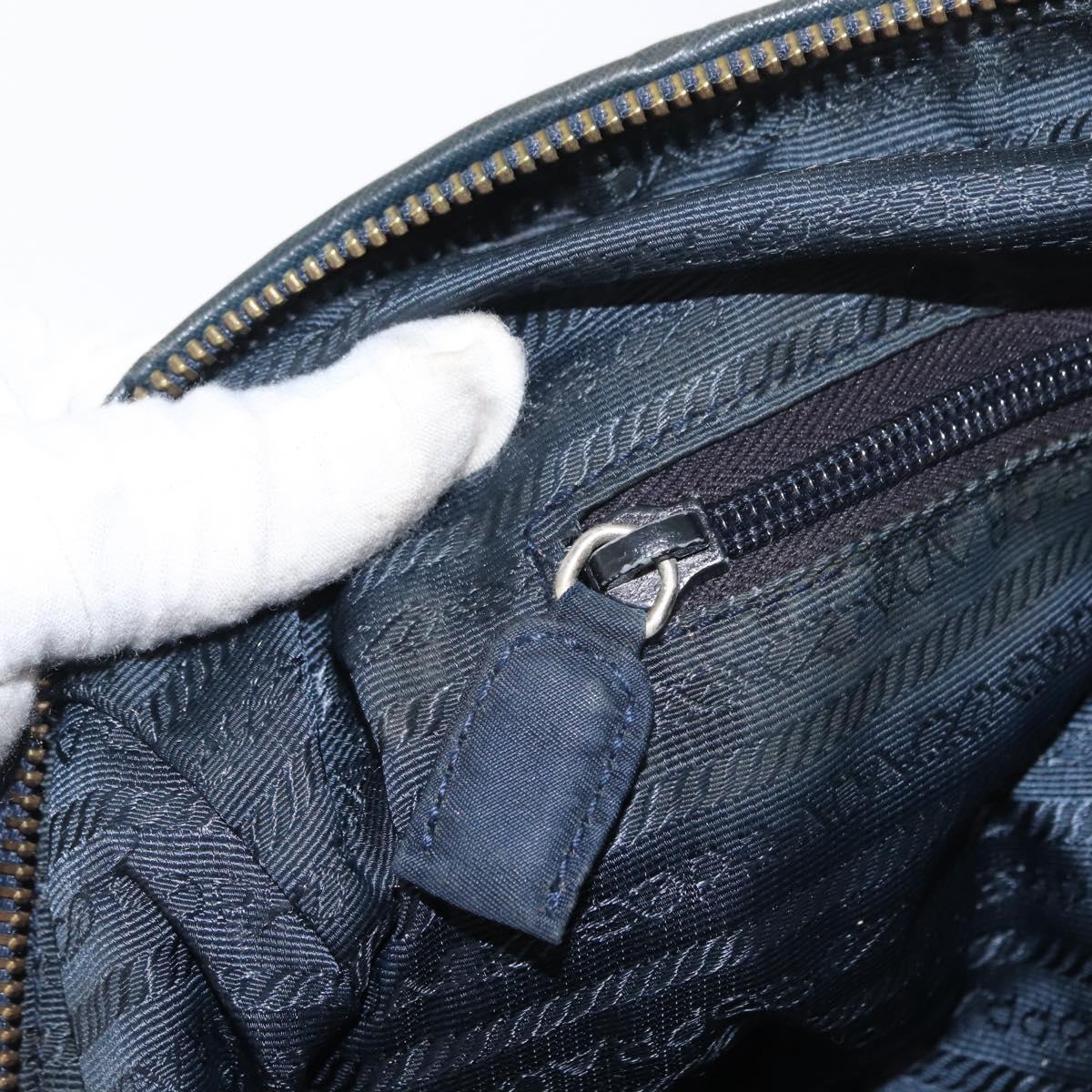PRADA Shoulder Bag Nylon Navy Gold Auth 151665