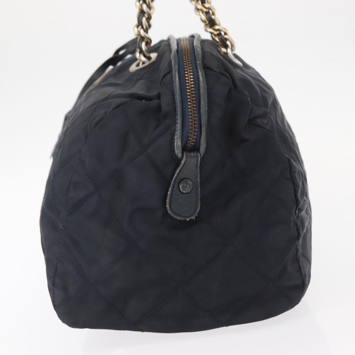 PRADA Shoulder Bag Nylon Navy Gold Auth 151665