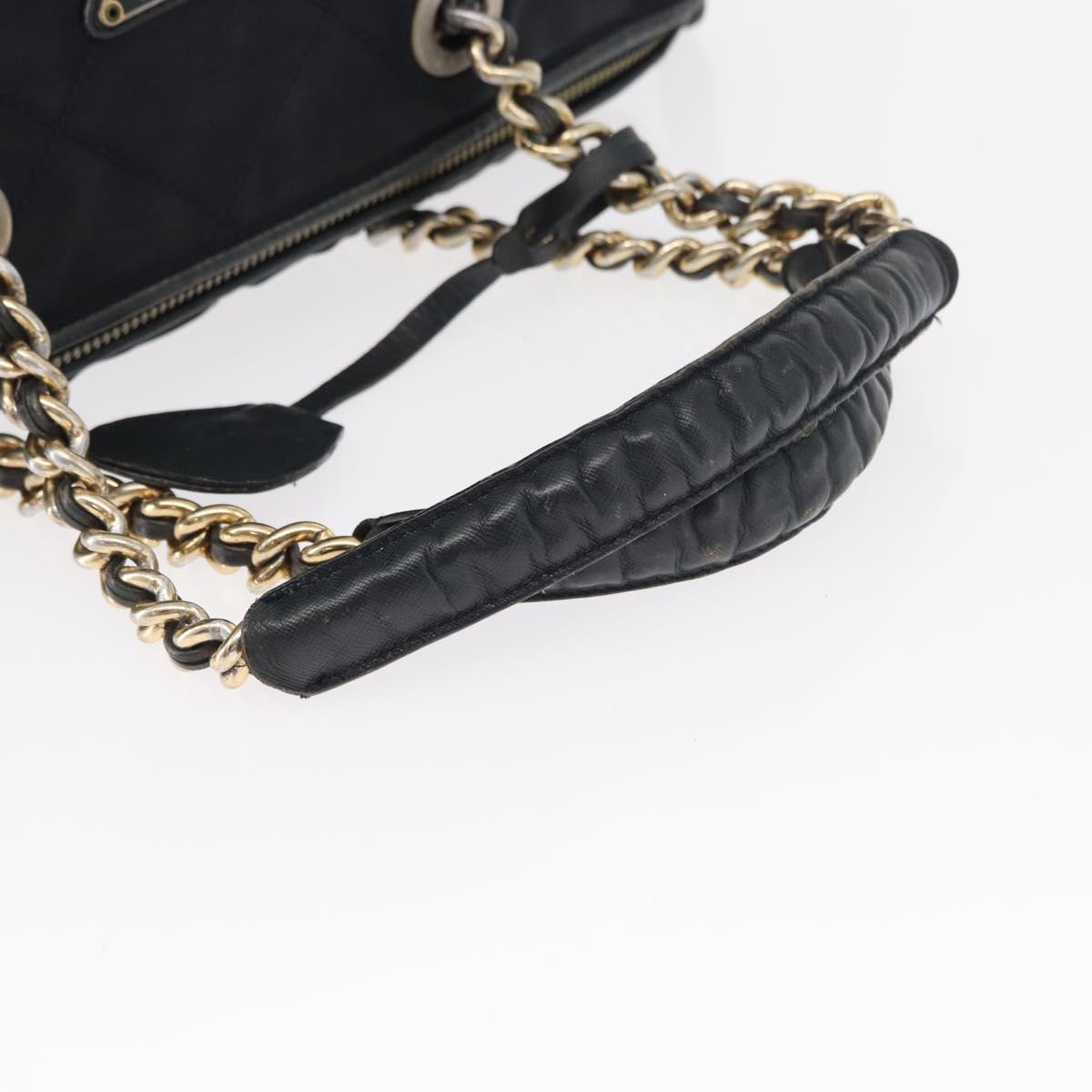 PRADA Shoulder Bag Nylon Navy Gold Auth 151665