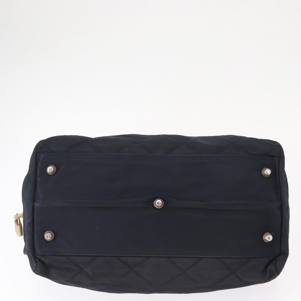PRADA Shoulder Bag Nylon Navy Gold Auth 151665