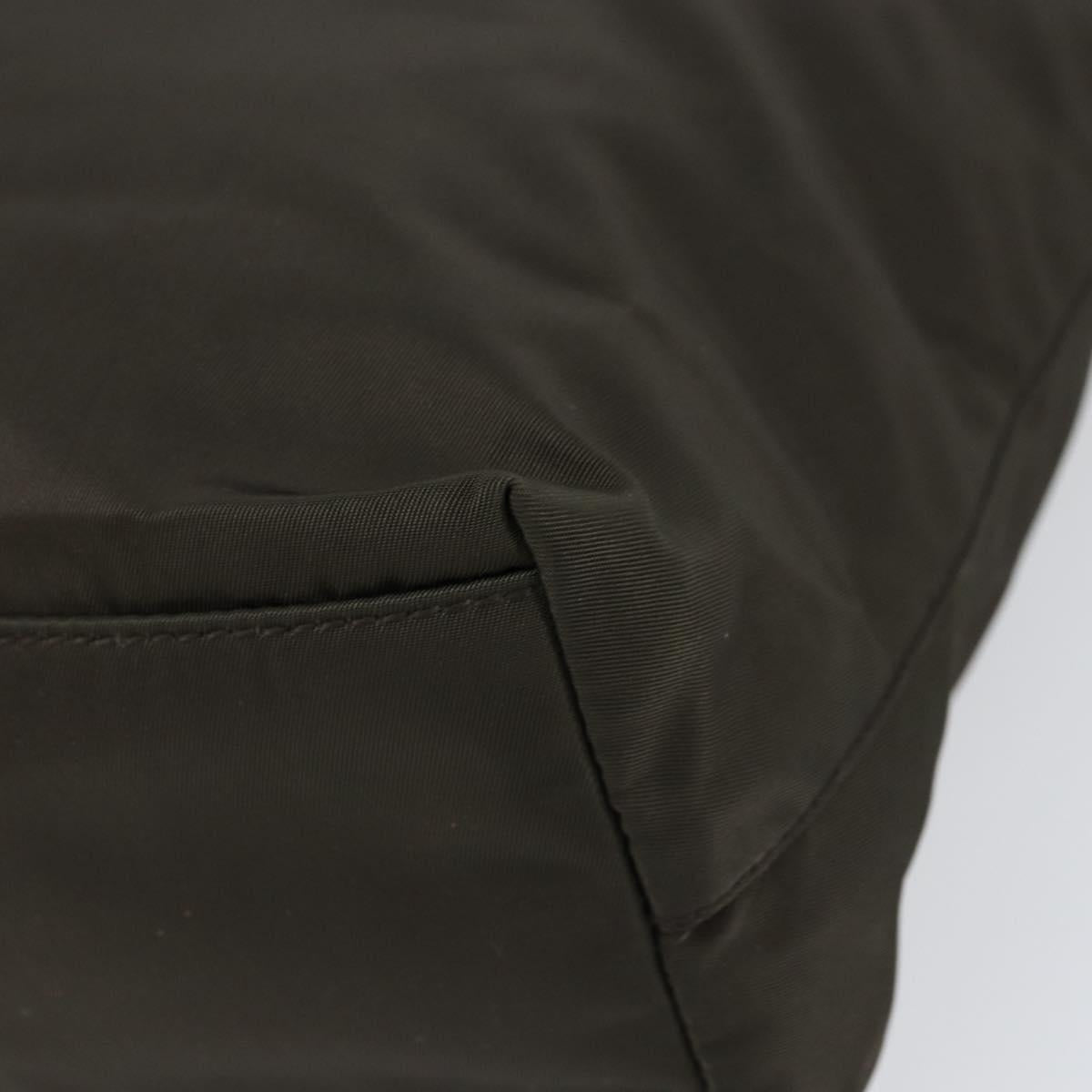 PRADA Tote Bag Nylon Khaki Silver Auth 151667