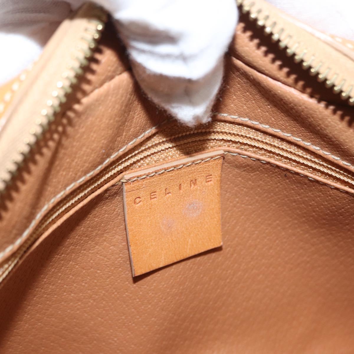 CELINE Macadam Canvas Hand Bag PVC Beige Gold Auth 151669