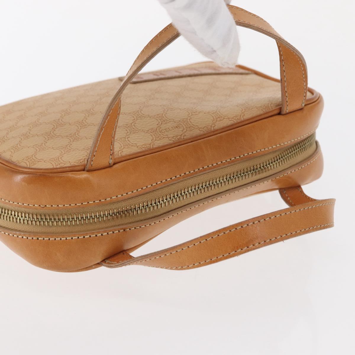 CELINE Macadam Canvas Hand Bag PVC Beige Gold Auth 151669