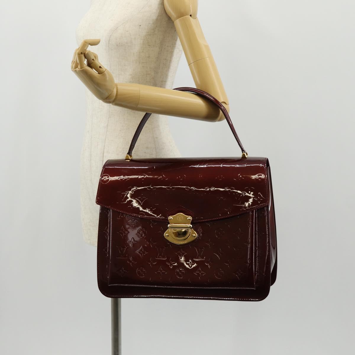 LOUIS VUITTON Monogram Vernis Romaine Hand Bag Rouge Favist M91393 Auth 151670AV