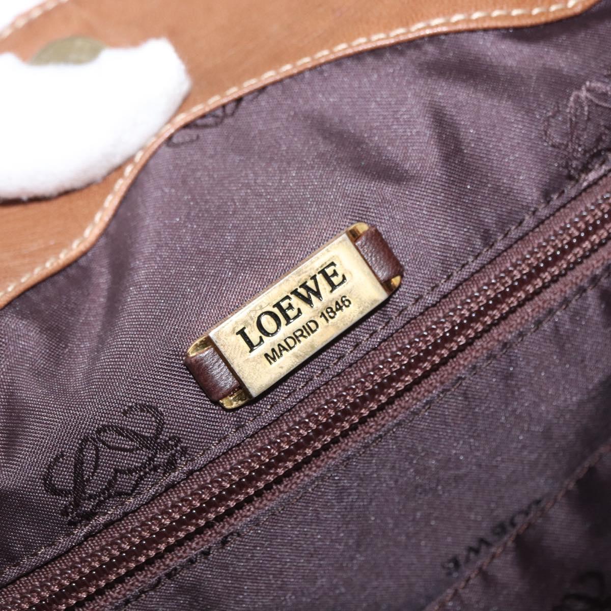 LOEWE Anagram Tote Bag Leather Brown Gold Auth 151671