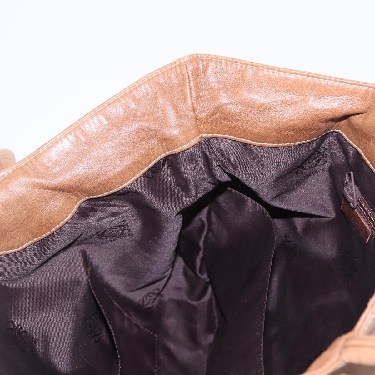 LOEWE Anagram Tote Bag Leather Brown Gold Auth 151671