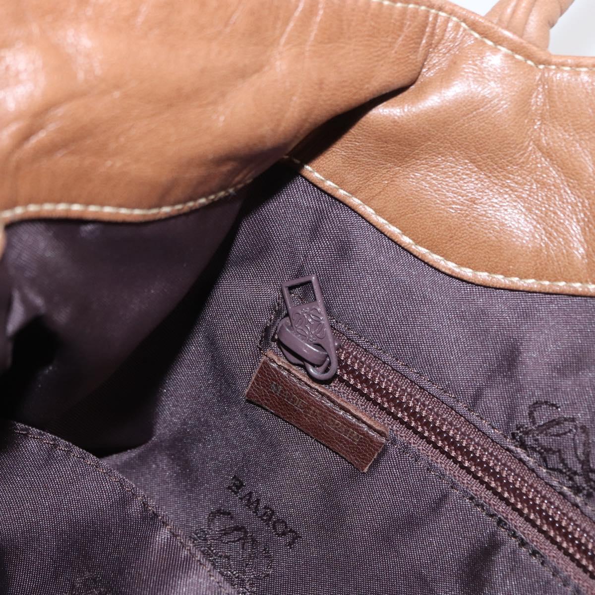 LOEWE Anagram Tote Bag Leather Brown Gold Auth 151671