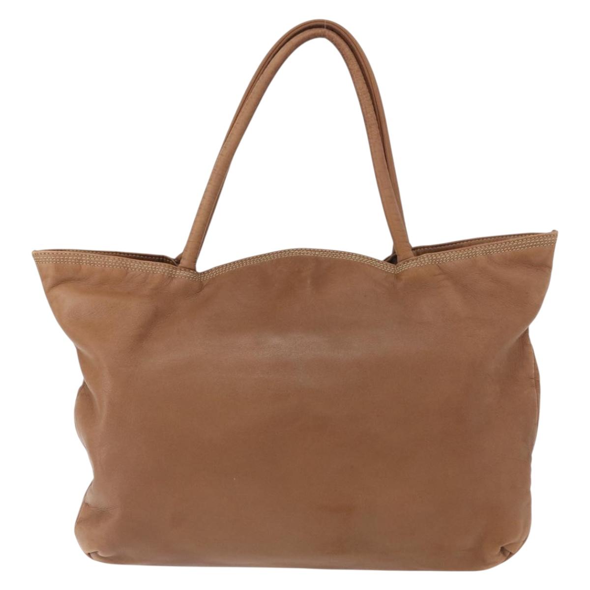 LOEWE Anagram Tote Bag Leather Brown Gold Auth 151671