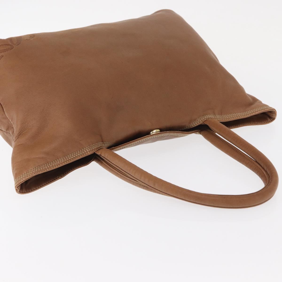 LOEWE Anagram Tote Bag Leather Brown Gold Auth 151671