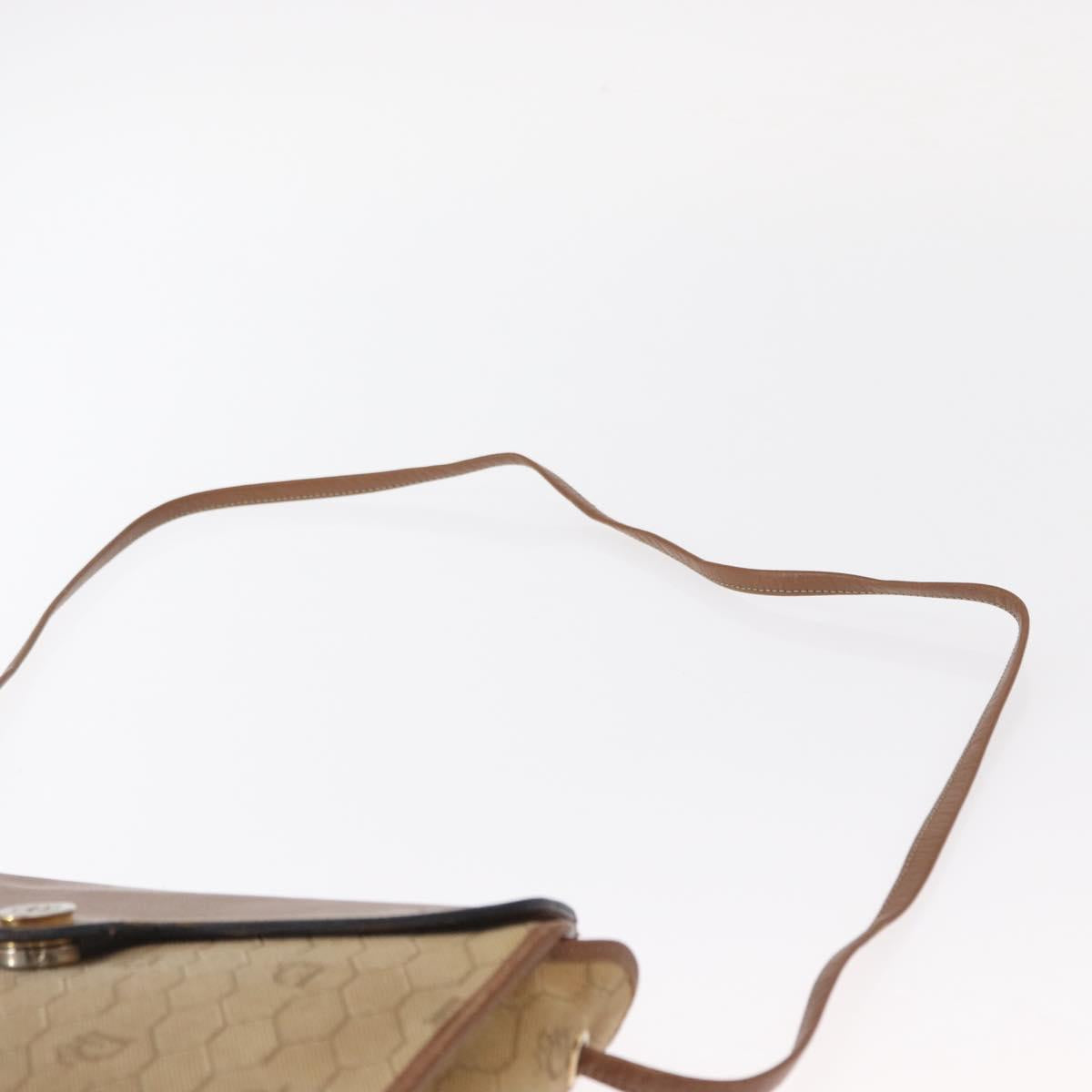 Christian Dior Honeycomb Canvas Shoulder Bag PVC Beige Gold Auth 151672