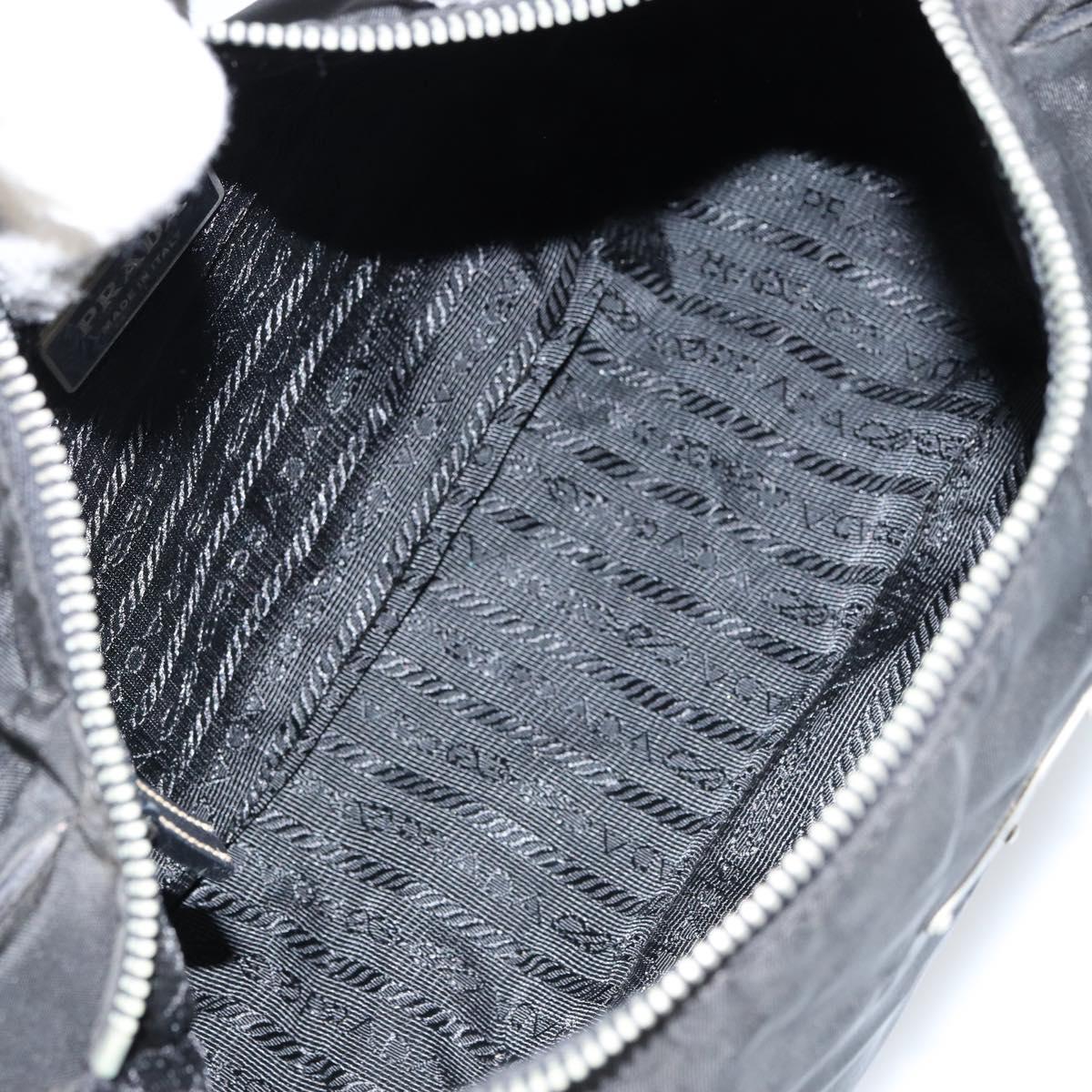 PRADA Shoulder Bag Nylon Black Silver Auth 151673