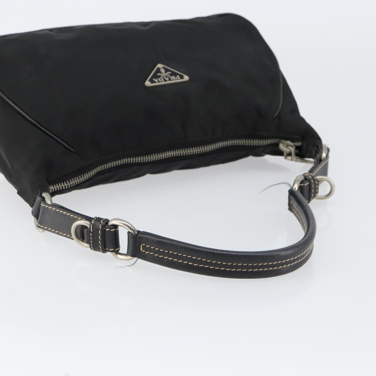 PRADA Shoulder Bag Nylon Black Silver Auth 151673