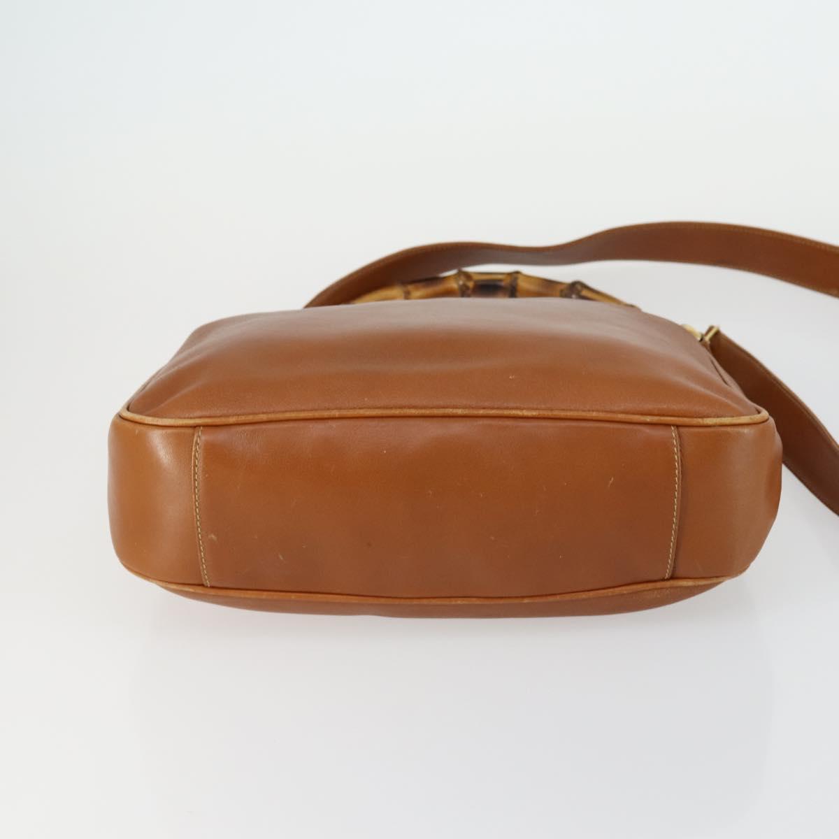 GUCCI Bamboo Shoulder Bag Leather 2way Brown Gold 001 0166 1638 Auth 151675