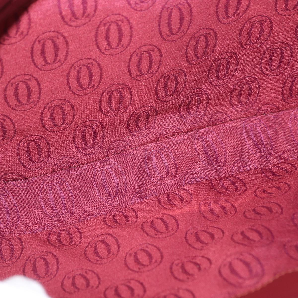 CARTIER Must Line Clutch Bag Leather Bordeaux Gold Auth 151676