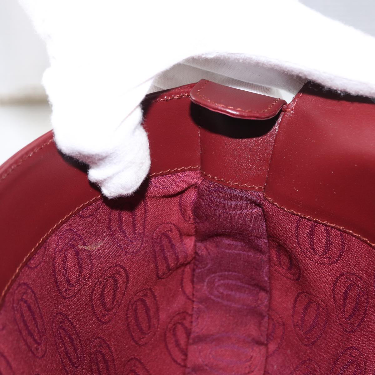 CARTIER Must Line Clutch Bag Leather Bordeaux Gold Auth 151676