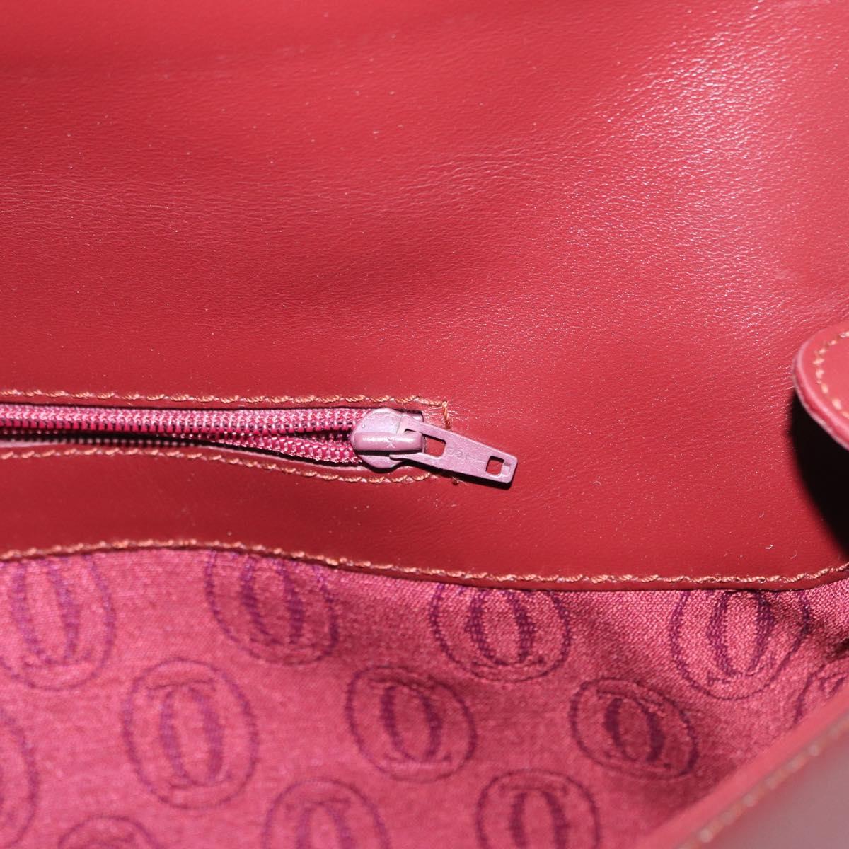 CARTIER Must Line Clutch Bag Leather Bordeaux Gold Auth 151676