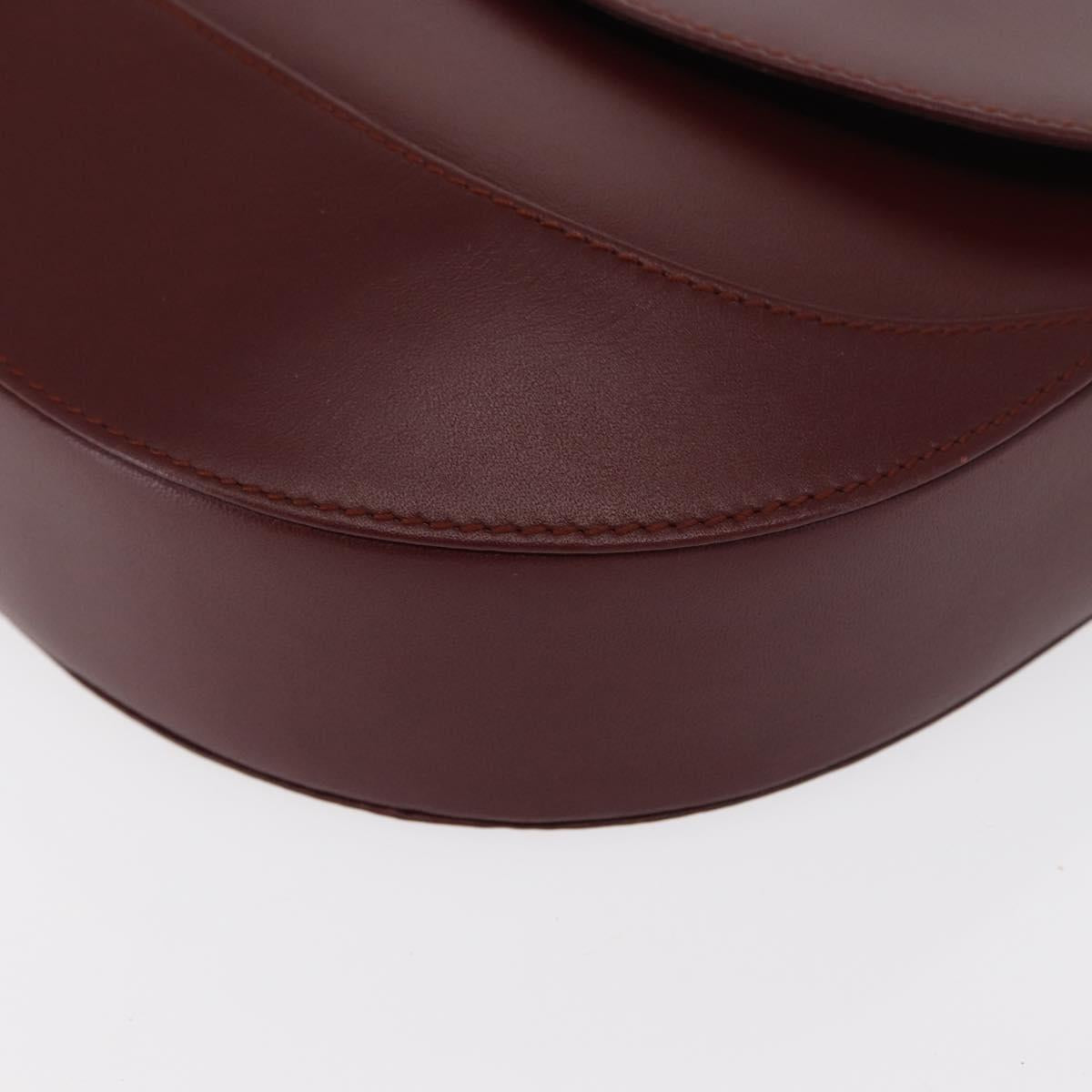 CARTIER Must Line Clutch Bag Leather Bordeaux Gold Auth 151676