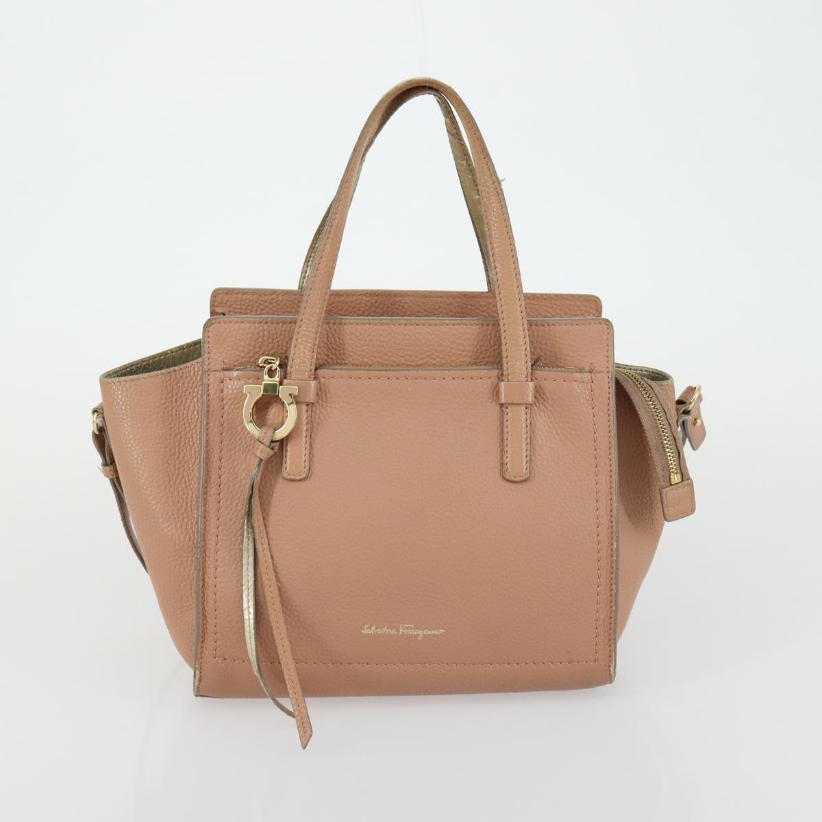 Salvatore Ferragamo Tote Bag Leather 3 Set White Pink black Auth 151677