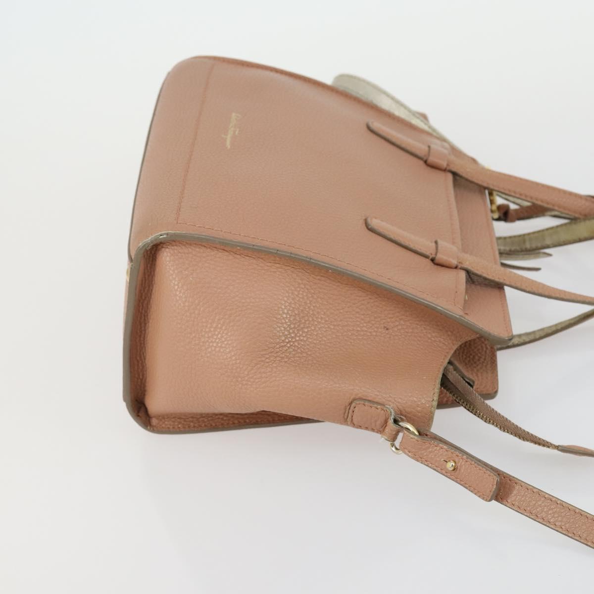 Salvatore Ferragamo Tote Bag Leather 3 Set White Pink black Auth 151677