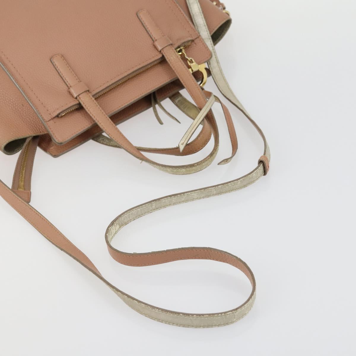 Salvatore Ferragamo Tote Bag Leather 3 Set White Pink black Auth 151677