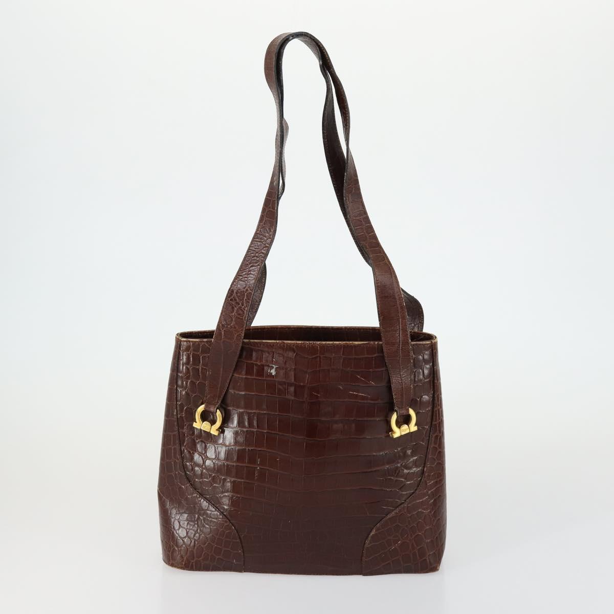 Salvatore Ferragamo Tote Bag Leather 3 Set White Pink black Auth 151677