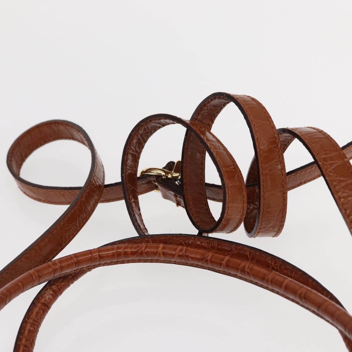 Salvatore Ferragamo Vala Hand Bag Leather 2way Brown Gold Auth 151678