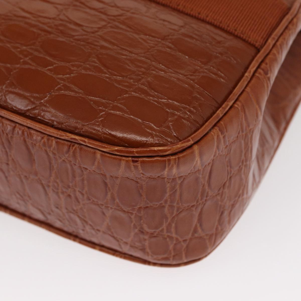 Salvatore Ferragamo Vala Hand Bag Leather 2way Brown Gold Auth 151678