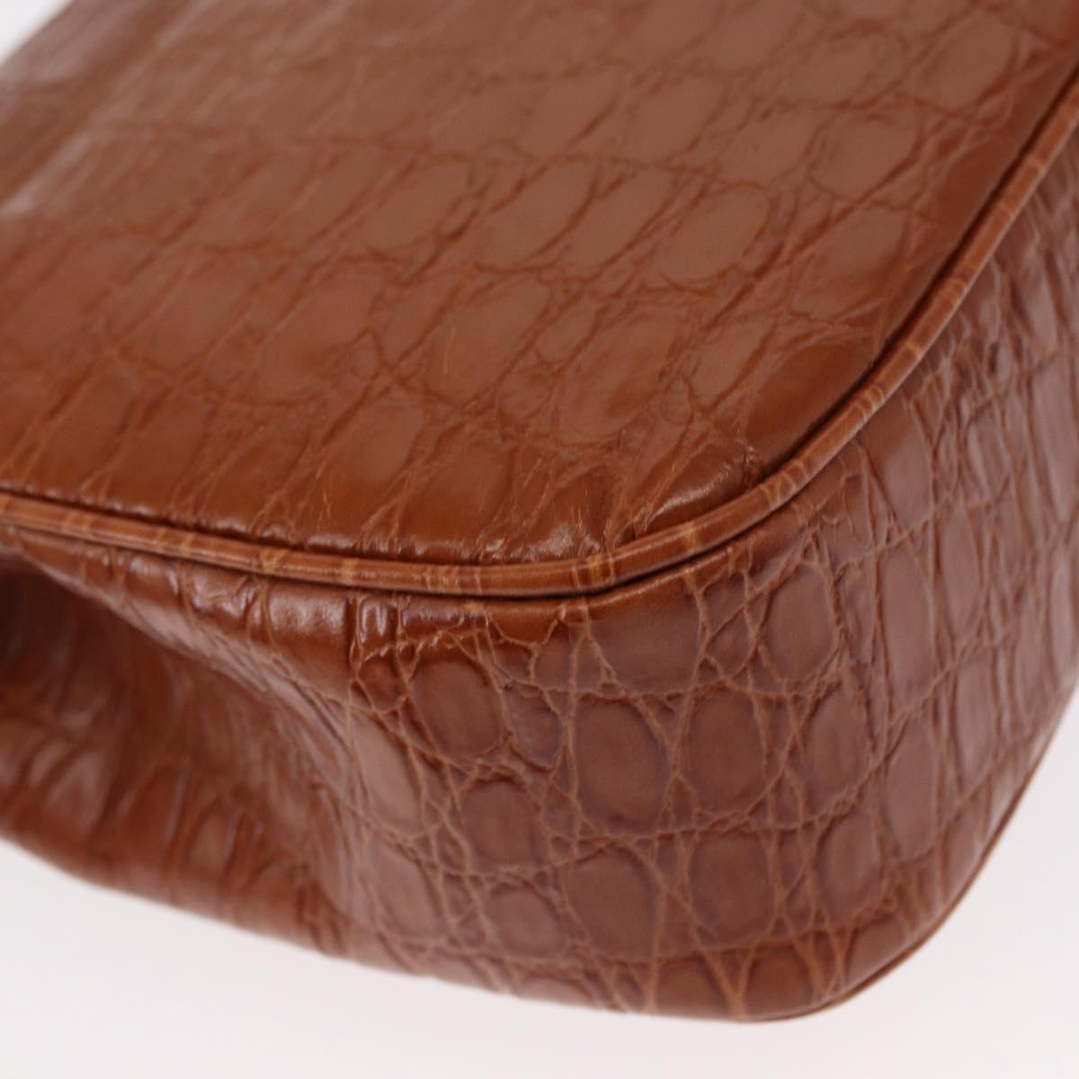 Salvatore Ferragamo Vala Hand Bag Leather 2way Brown Gold Auth 151678